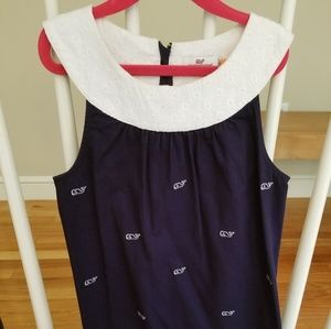 Girls Vineyard Vines Navy & White Sleeveless Dress